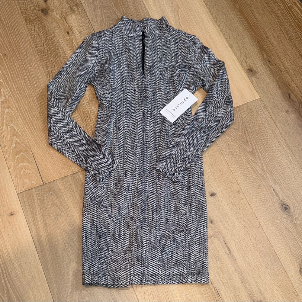 Athleta Black and White Delancey Textured Dress